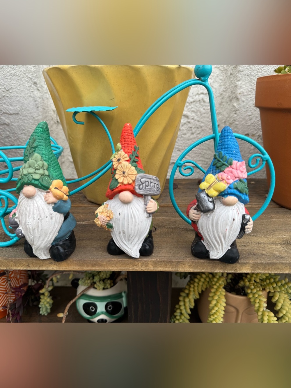 Adorable Trio of Cement Garden Gnomes – Brand New with Weathered Charm!